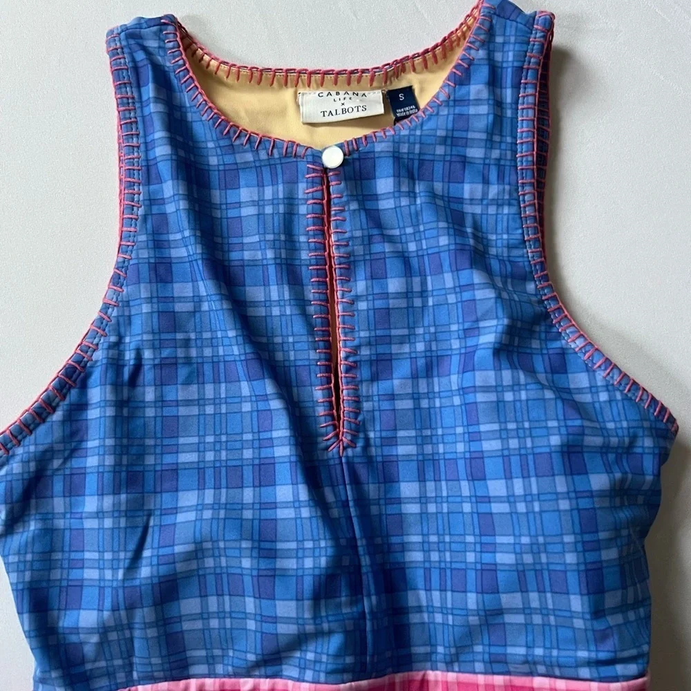 NWT‎ Cabana Life x Talbots high neck one piece plaid swimsuit